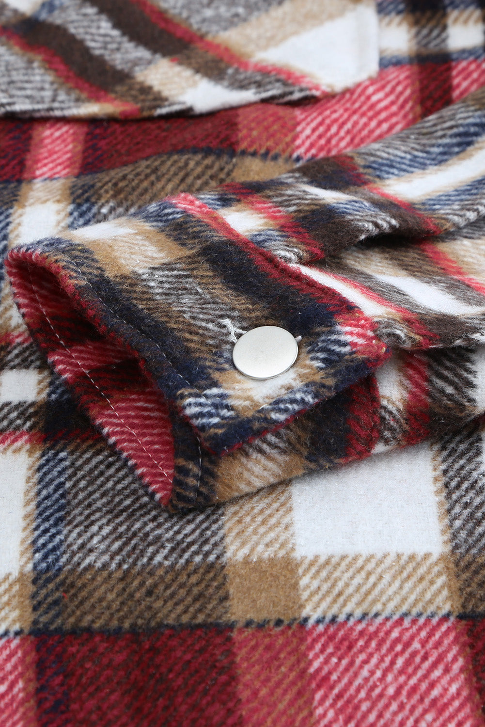 Red Plaid Button Front Pocket Shirt Shacket