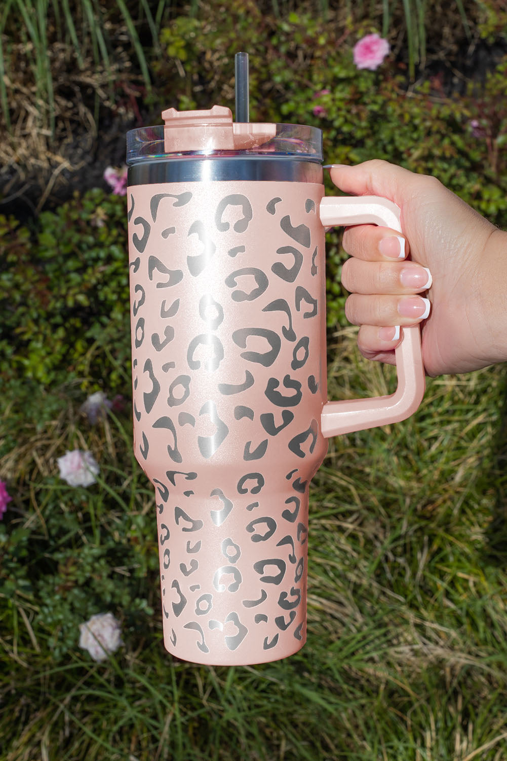 Green 304 Leopard Stainless Double Insulated Tumbler Mug with Handle