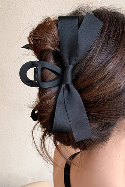 White Solid Color Ribbon Bow Decor Hair Clip