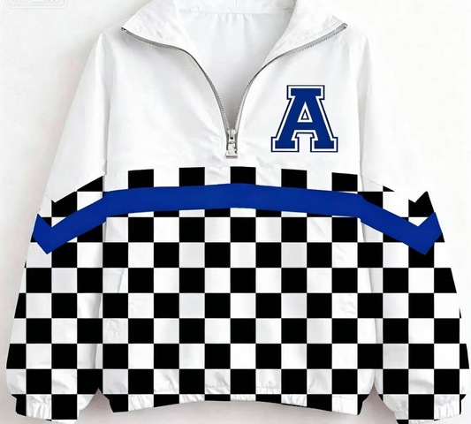 Checkered Varsity Quarter-Zip Jacket