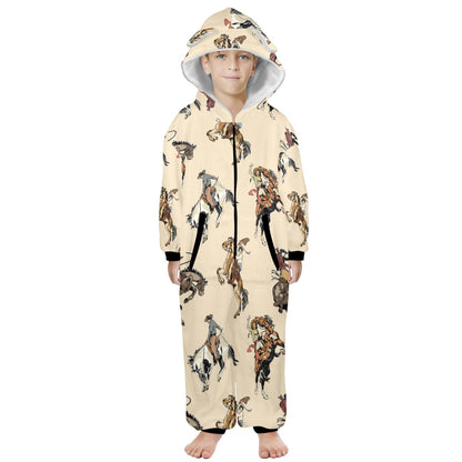 Vintage Cowgirl Big Kid Hooded Onesie Pajamas