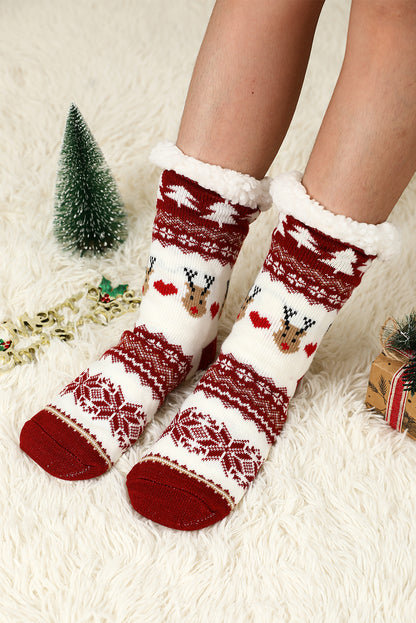 Red Cartoon Santa Claus Christmas Fleece Socks