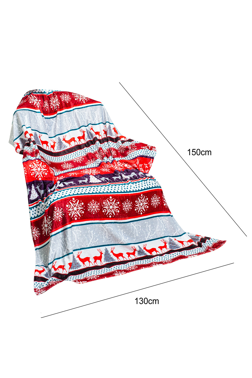 Red Christmas Elk Print Reversible Sherpa Fleece Blanket