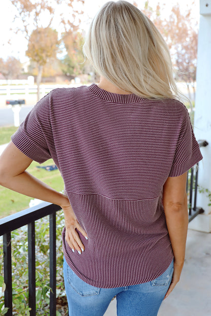 Corded Knit Mock Neck Shirt