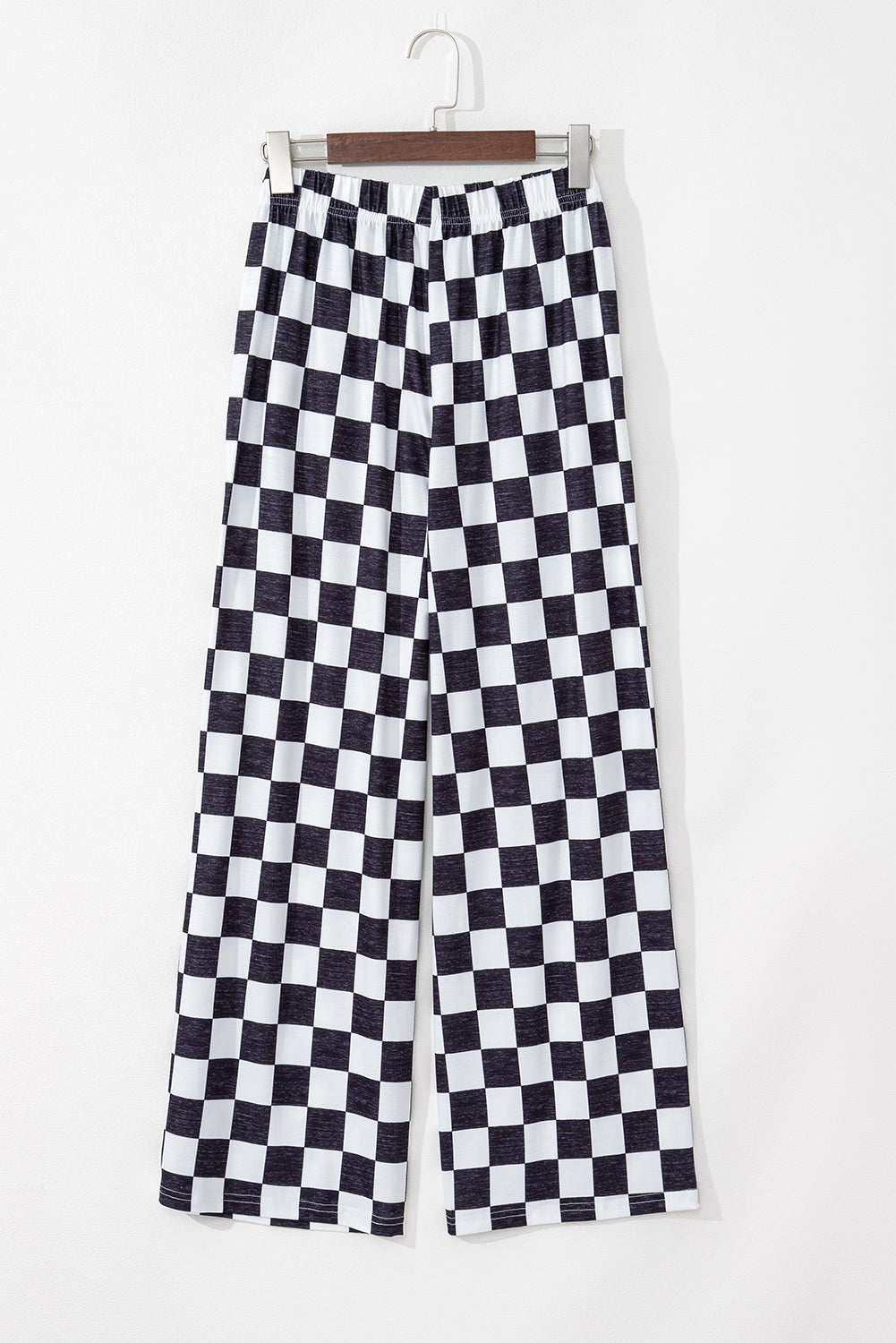 Green Checkered Print High Waist Wide Leg Pants