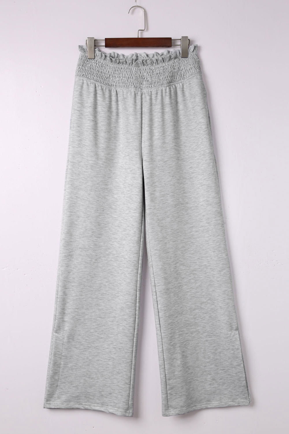 Grey Elastic High Waisted Wide Leg Sweatpants