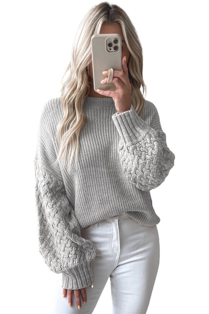 Parchment Chunky Knit Sleeve Drop Shoulder Sweater