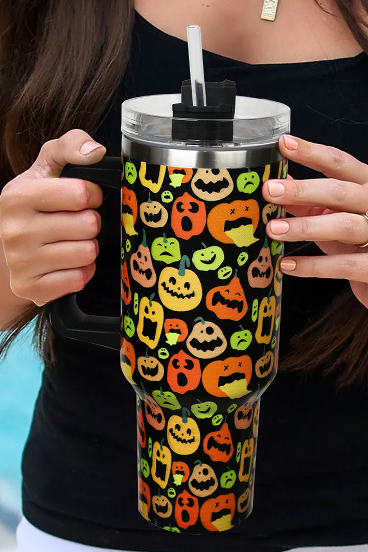 Black Halloween Pumpkins 40oz Stainless Steel Thermos Cup