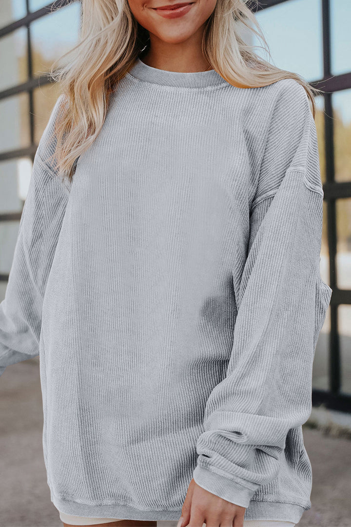 Apricot Drop Shoulder Ribbed Oversized Sweatshirt