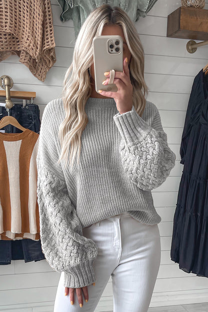 Parchment Chunky Knit Sleeve Drop Shoulder Sweater