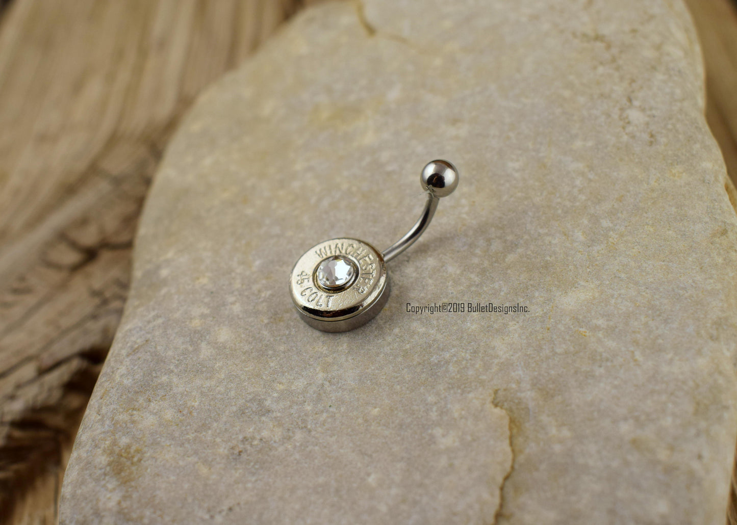 Bullet Belly Ring- Colt 45, 308, 30-06, 270, 243, 6.5 Creedmoor, 45 Auto, 7mm-08, 22-250 NON-DANGLE