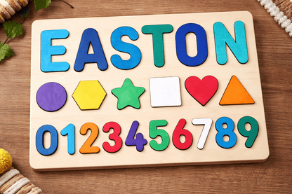 Personalized Shapes and Numbers Wooden Puzzle