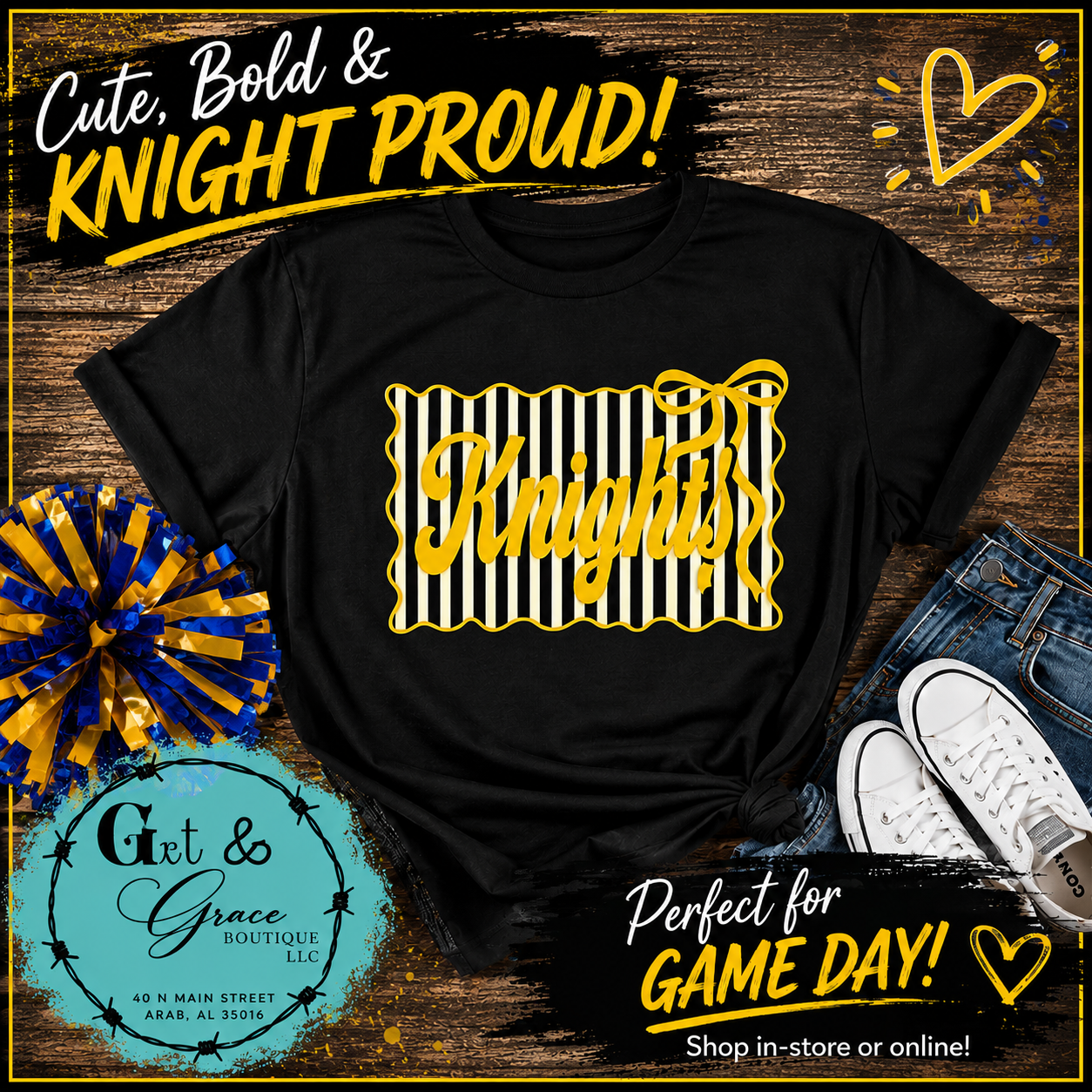 KNIGHTS Game Day Tee – Black & Gold