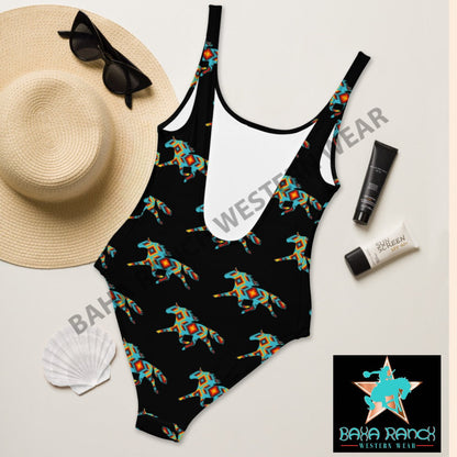 Yeehaw Aztec Horse One Piece Swimsuit