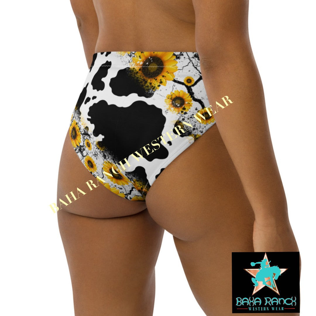 Yeehaw Cow Print Sunflower Bikini Bottom