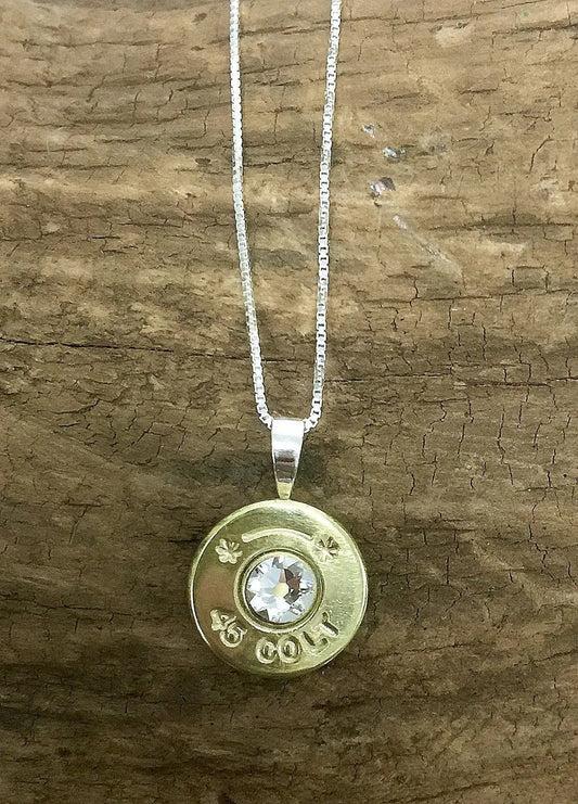 45 Long Colt Starline Sterling Silver Bullet Head Necklace