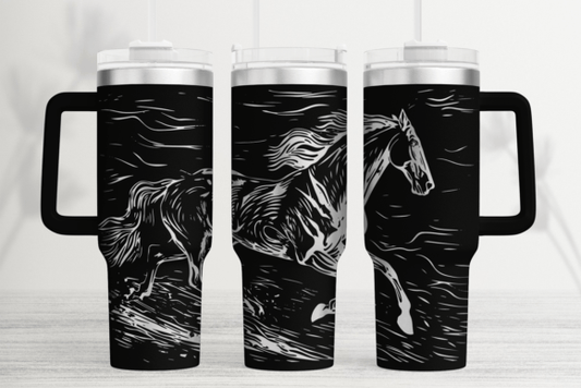 40 oz Horse Tumbler- Laser Engraved