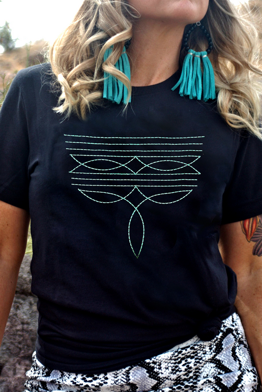 Boot Stitch Embroidered T-Shirt