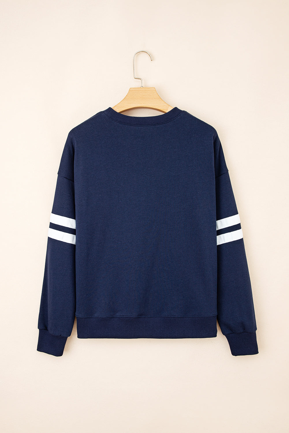 Navy Blue Varsity Striped Oversized Sweatshirt