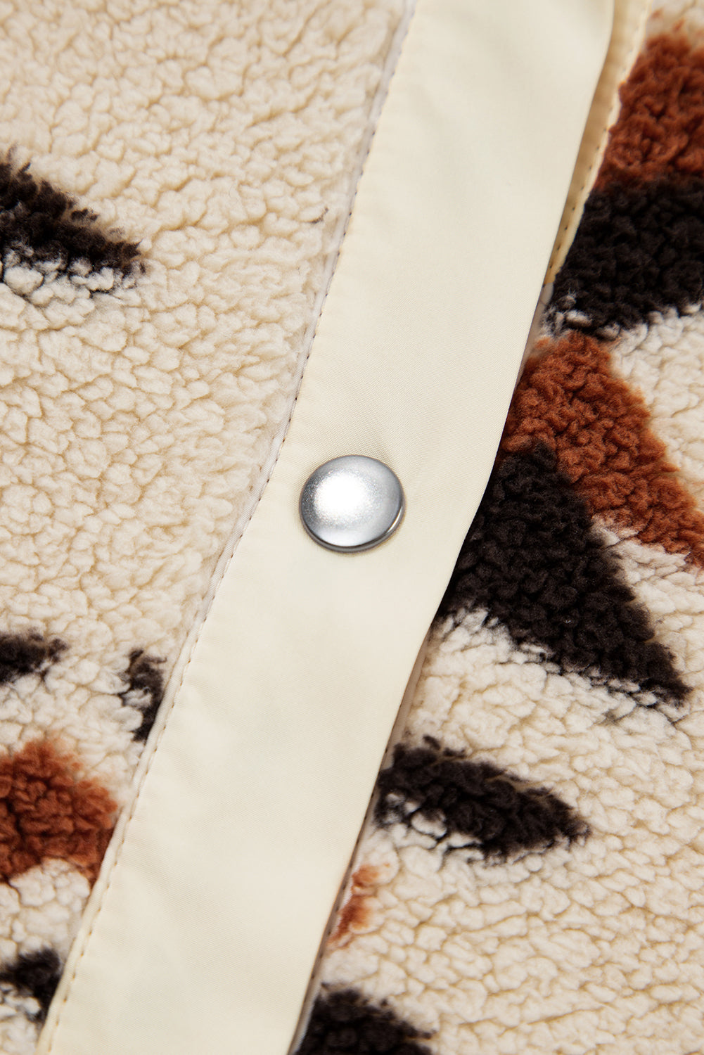 Front view of snap-neck plush pullover