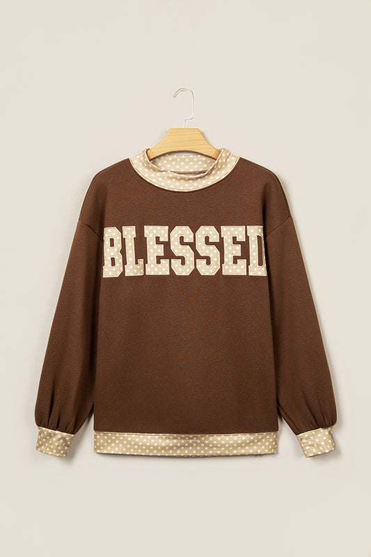 BLESSED Polka Dot Trim Oversized Sweatshirt
