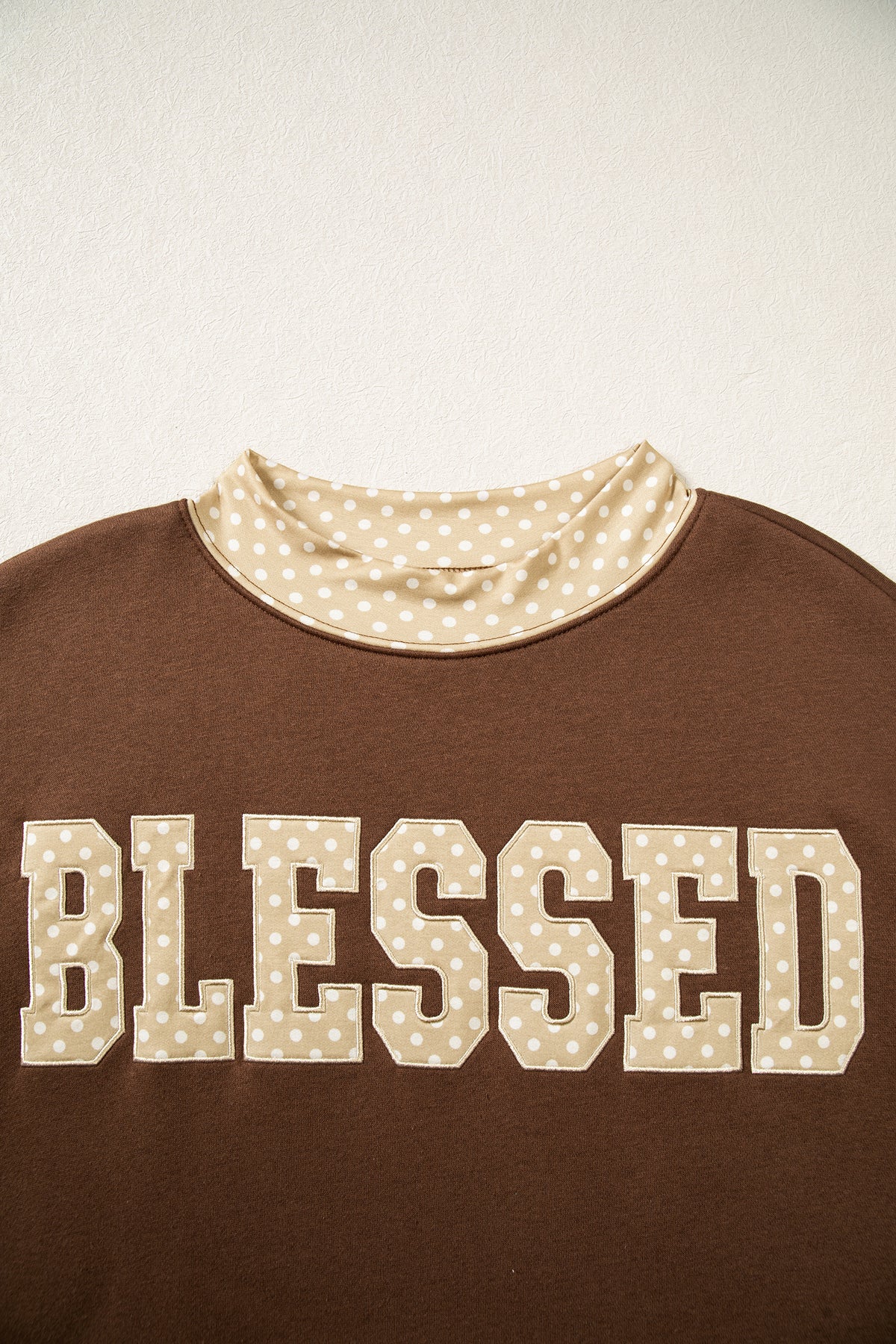 BLESSED Polka Dot Trim Oversized Sweatshirt