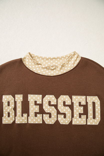 BLESSED Polka Dot Trim Oversized Sweatshirt