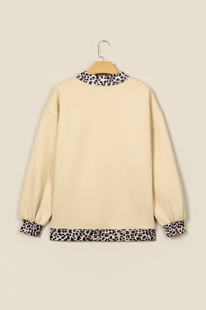 FAITH Leopard Trim Oversized Sweatshirt