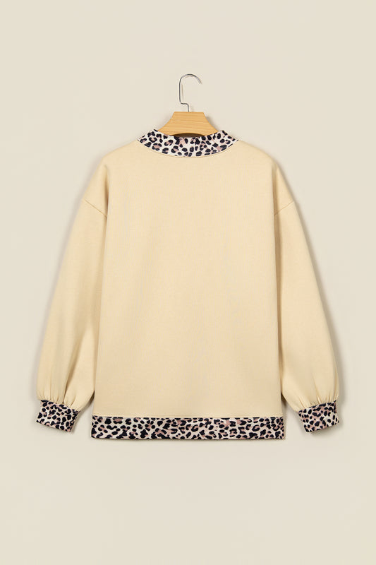 FAITH Leopard Trim Oversized Sweatshirt