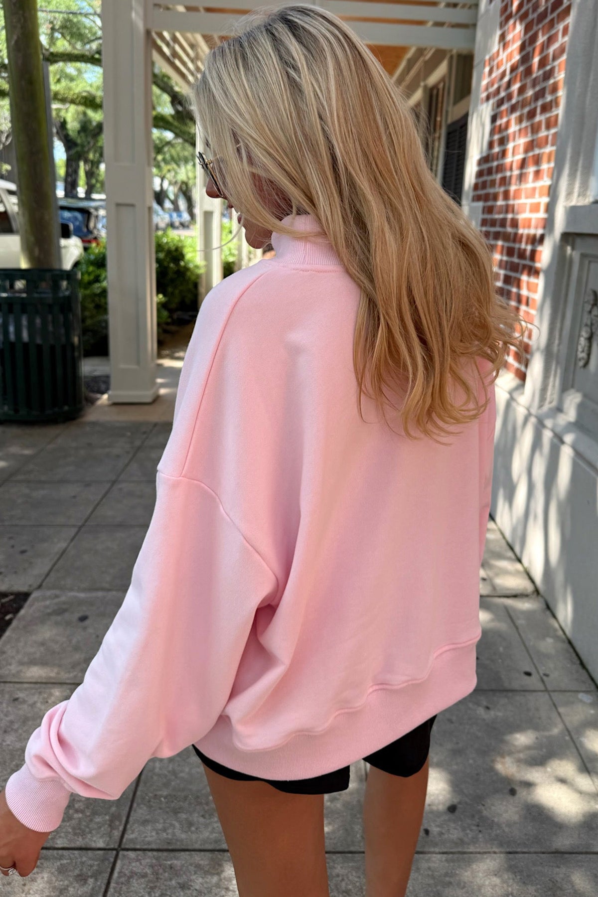 Stay Salty embroidered lettering and stand neckline