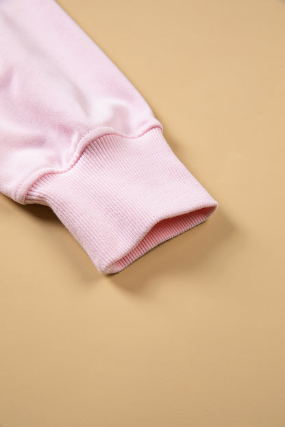 Back view of pink sweatshirt