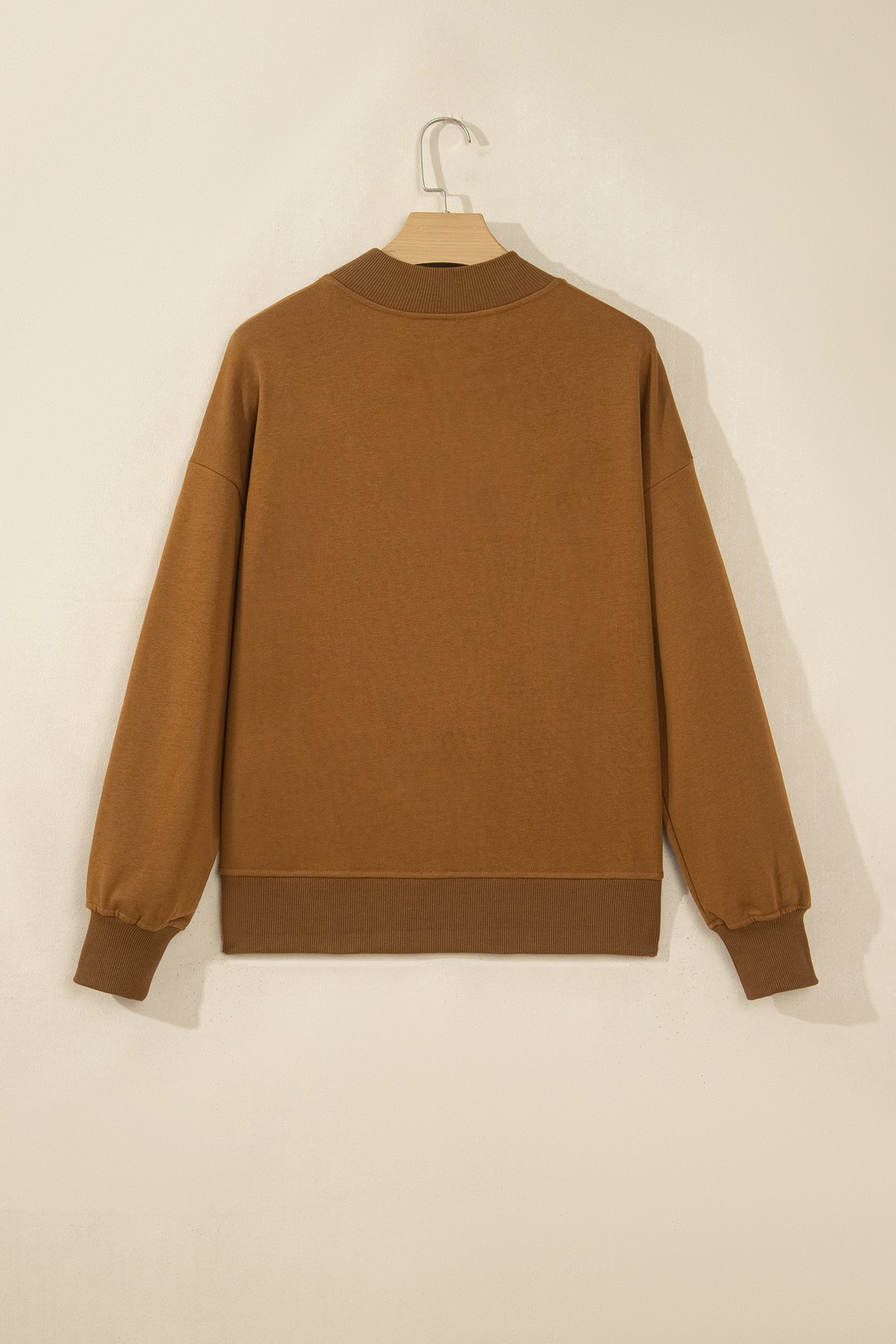 Back view of chestnut sweatshirt