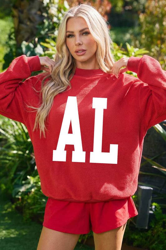 Alabama AL Reversible Oversized Sweatshirt in Red