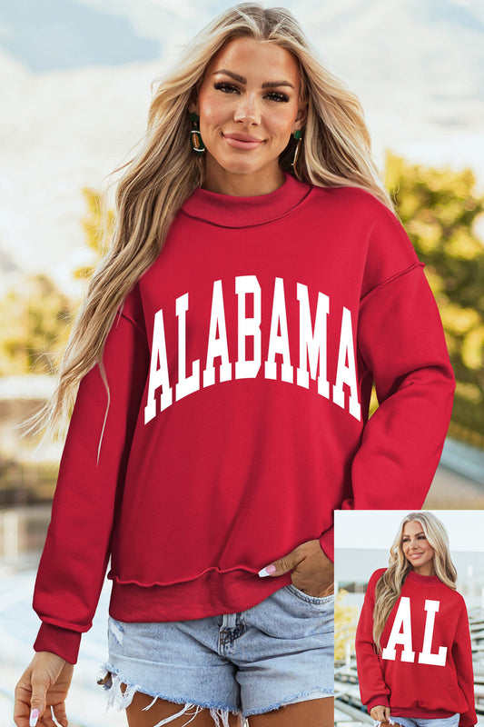 Alabama AL Reversible Oversized Sweatshirt in Red