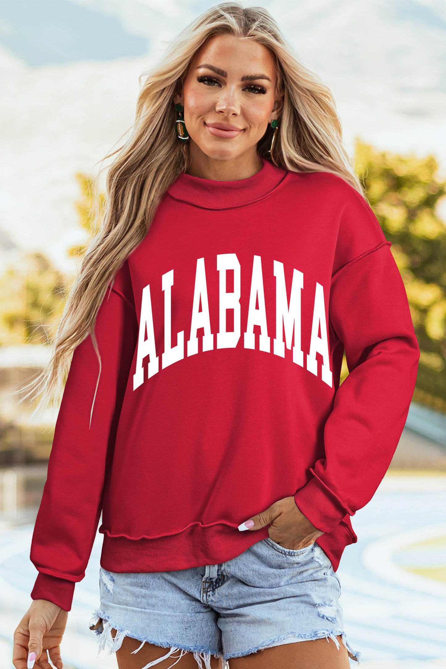 Alabama AL Reversible Oversized Sweatshirt in Red