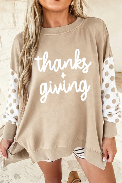 Thanks + Giving Khaki Patchwork Sweatshirt