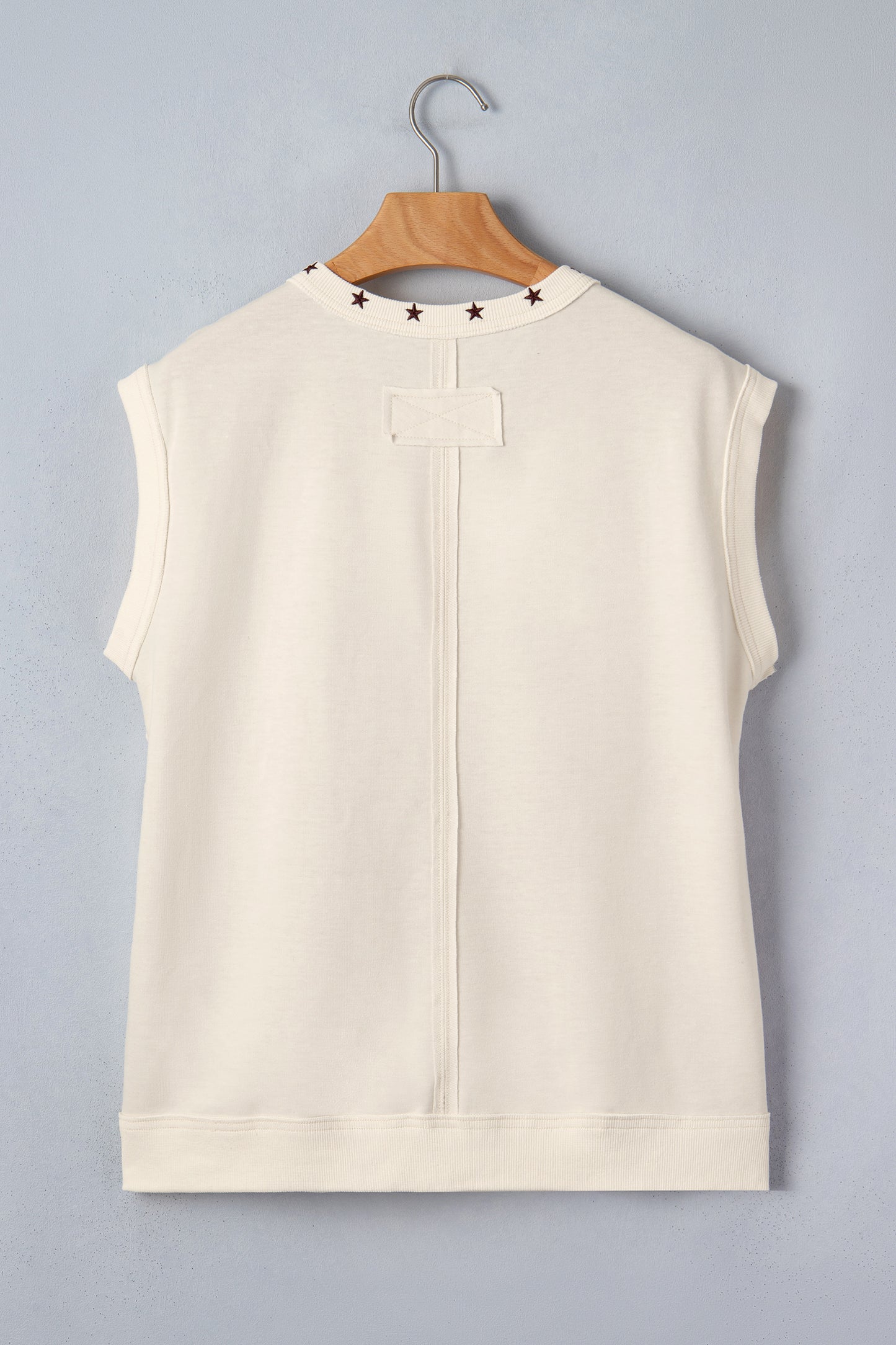 White Horseshoe Embroidered Star Trim Tank Top