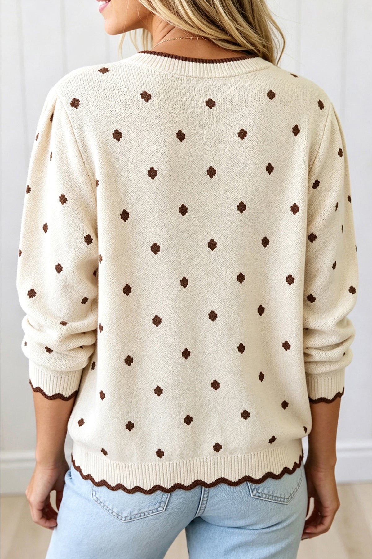 Cream & Cocoa Polka Dot Cotton Sweater