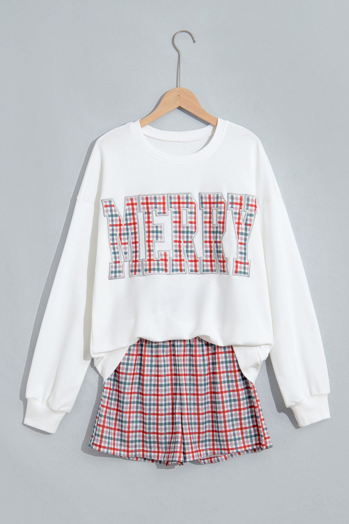 MERRY Plaid Holiday Top & Shorts Set