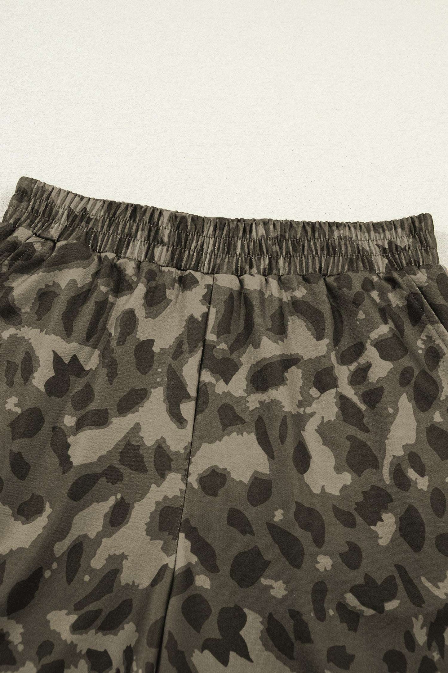 Olive Leopard Print Crew Neck Short Set