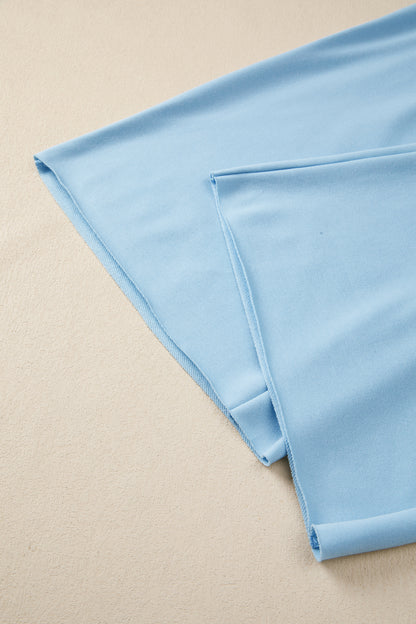 Mist Blue Loose Tee & Drawstring Wide Leg Pants Set