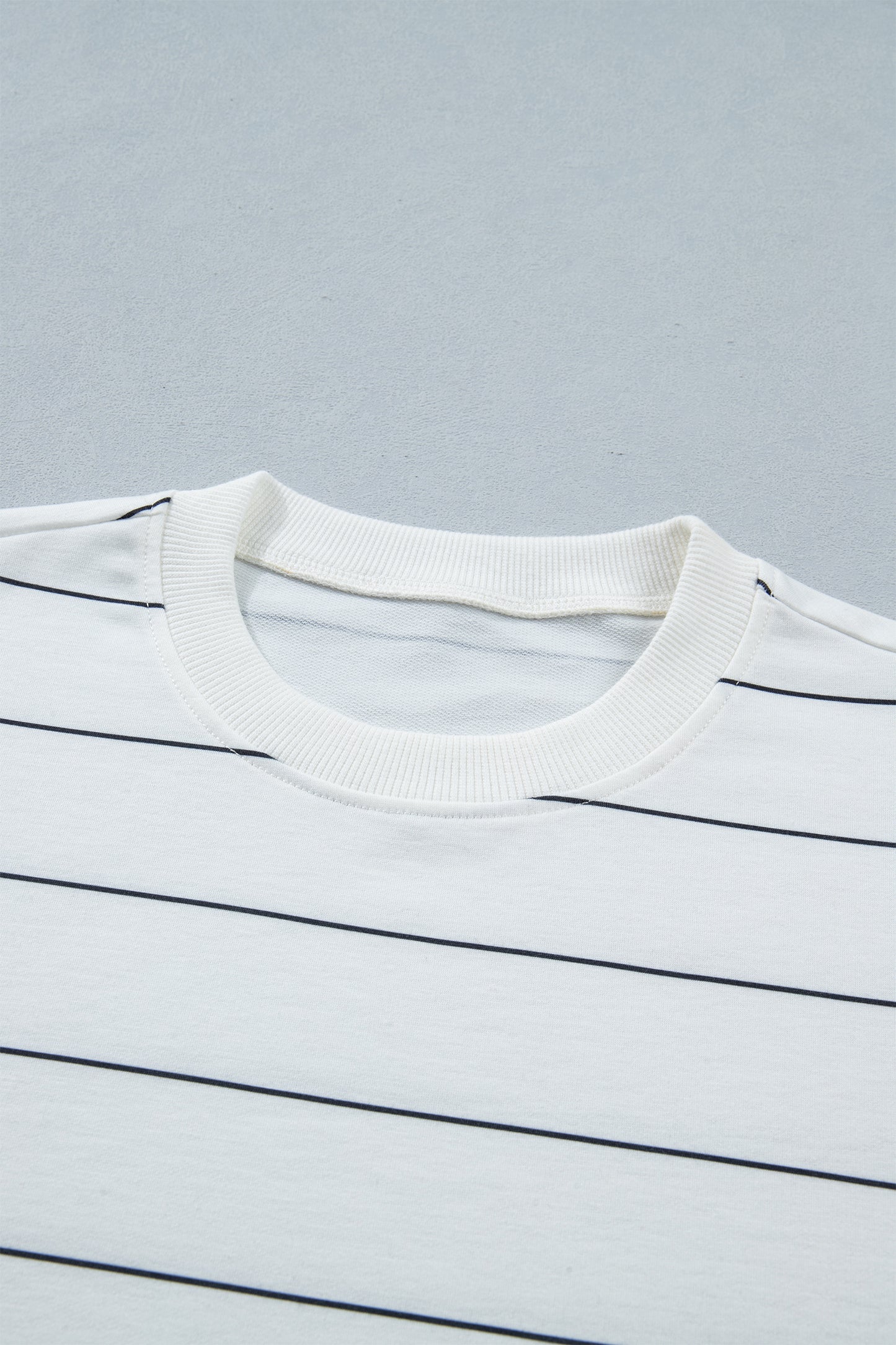 White Stripe Half Sleeve Tee & Drawstring Shorts Set