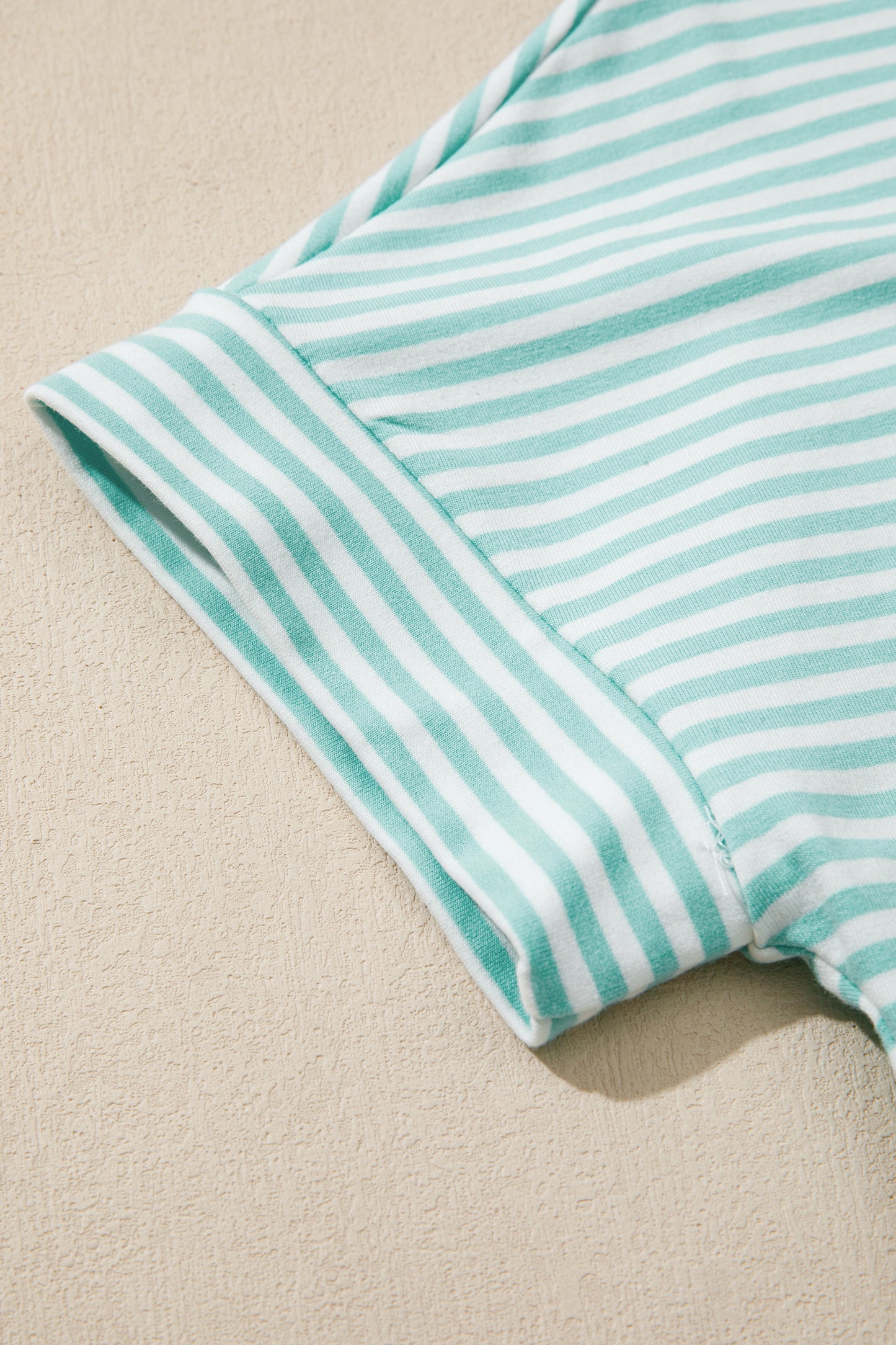Mint Stripe Contrast Mock Neck Tee & Shorts Set