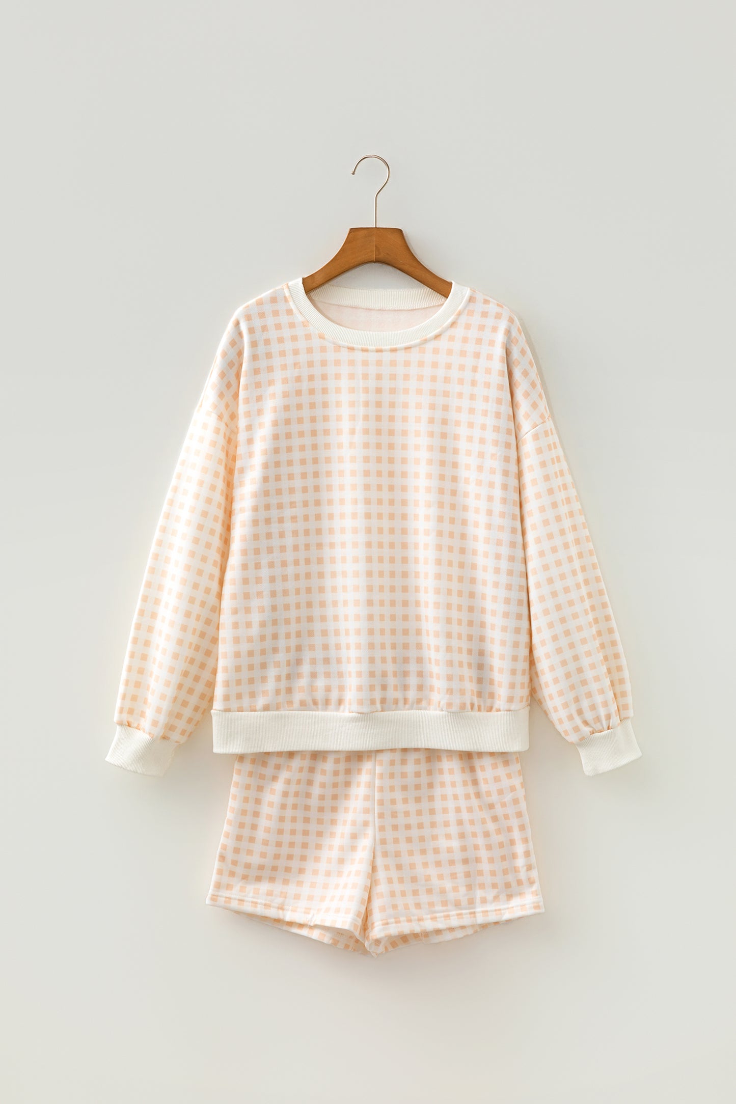 Gingham Matching Set — Pullover & Drawstring Shorts