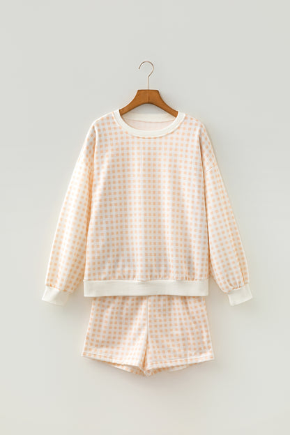 Gingham Matching Set — Pullover & Drawstring Shorts