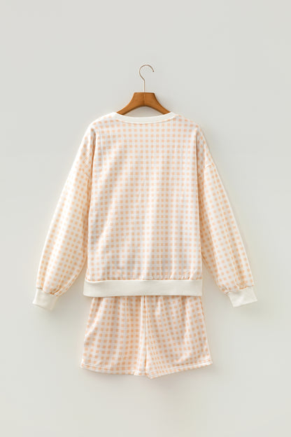 Gingham Matching Set — Pullover & Drawstring Shorts