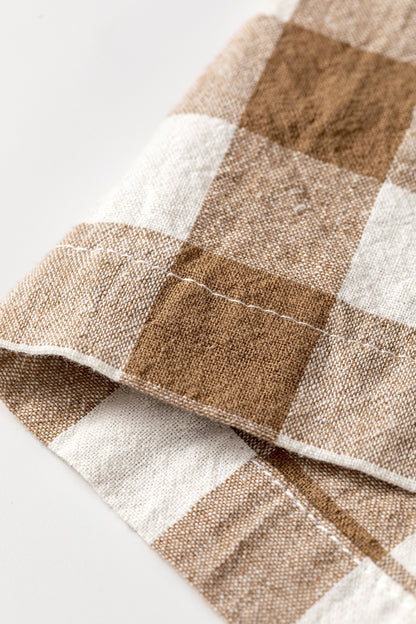 Back view of brown gingham cotton pants