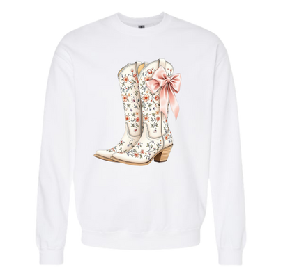 Floral Boots With Bow