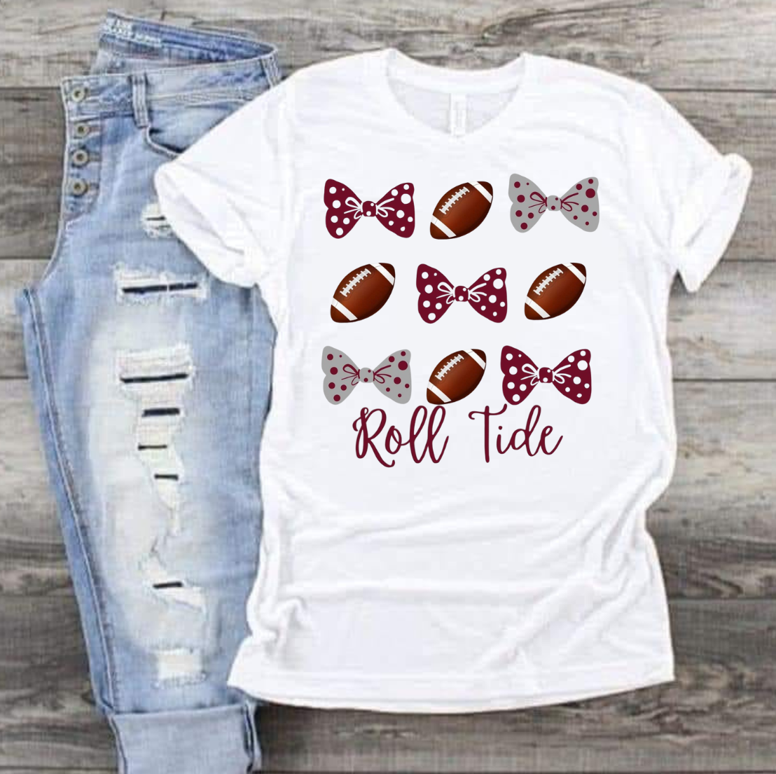 Roll Tide Bows and Footballs