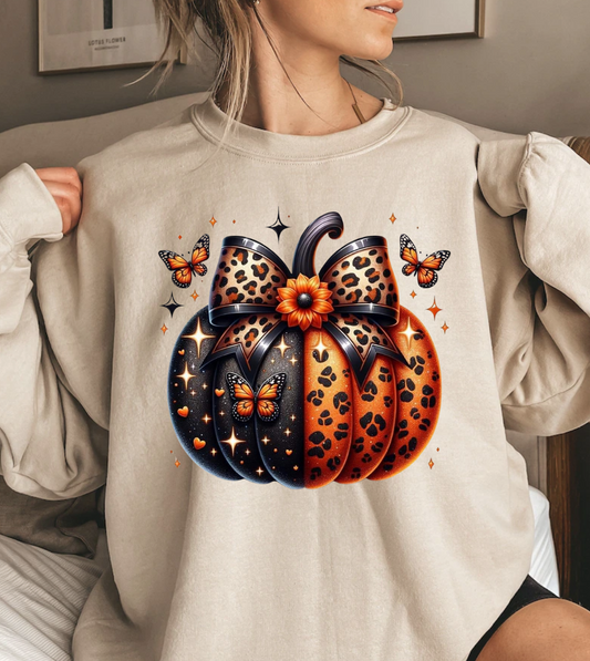 Pumpkin With Bows and Butterflies